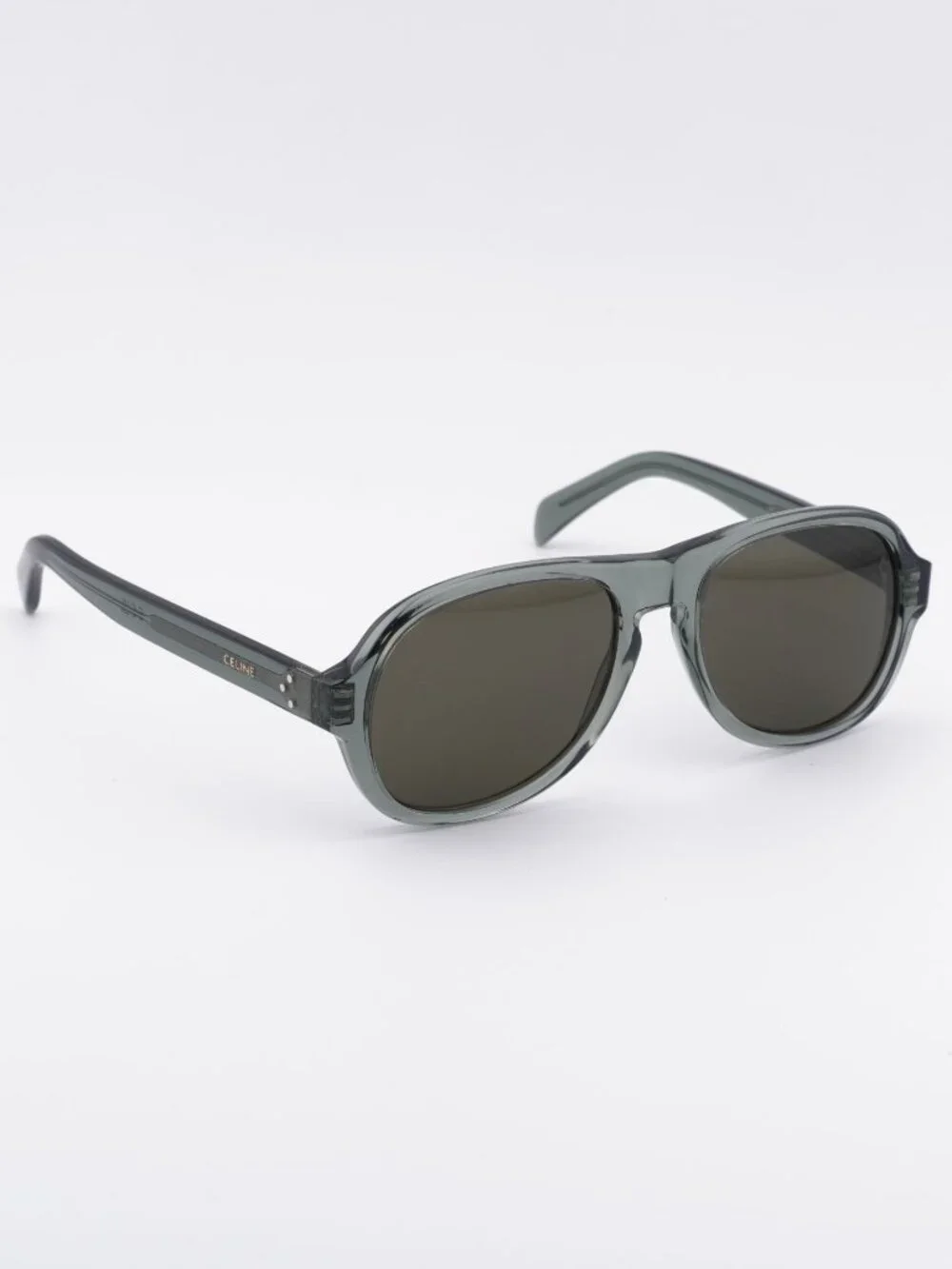 Celine CL40298I 93E Sunglasses Green Aviator Frame, Brown Lenses